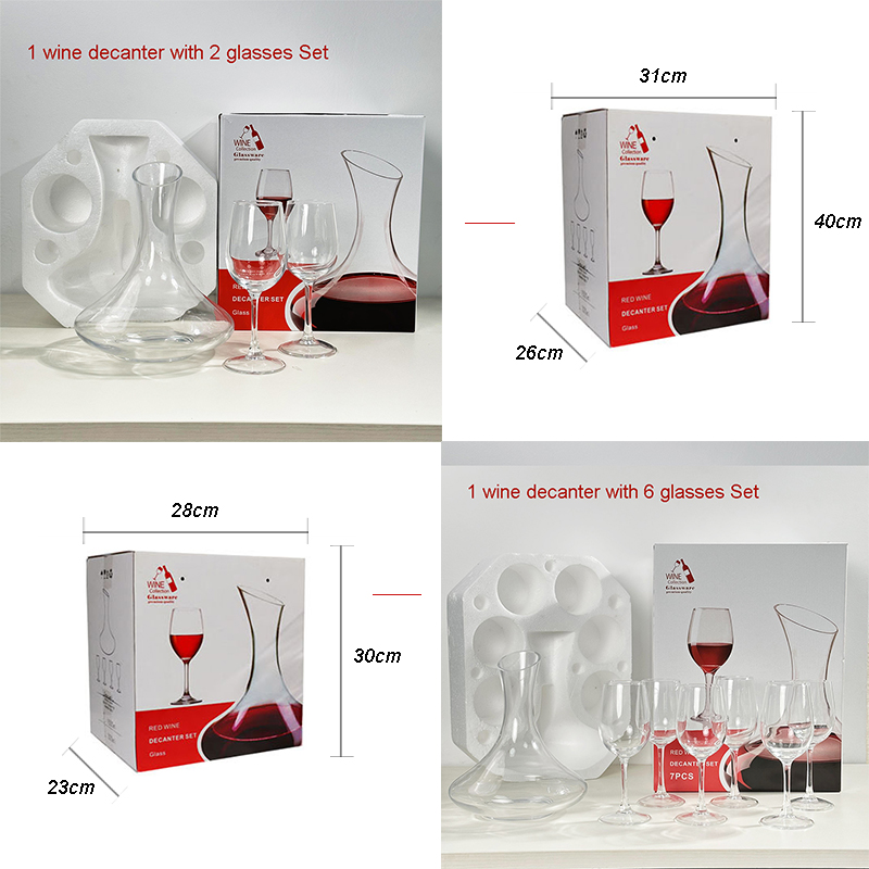 Wholesale Custom Logo Luxury Gift Box Red Wine Glasses Set Goblet Wine Glasses And Wine Decanter Glass Set of Glass With Box supplier