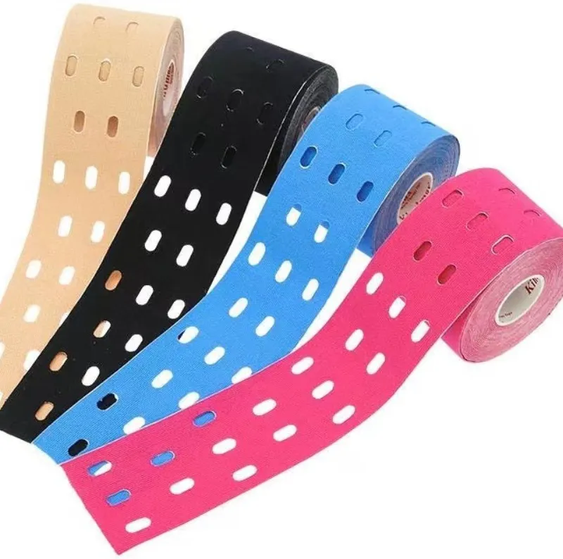 Anthrive Multicolor 5cmx5m Perforated Sports Safety KT Tape Waterproof Punched Kinesiology Tape With Holes factory