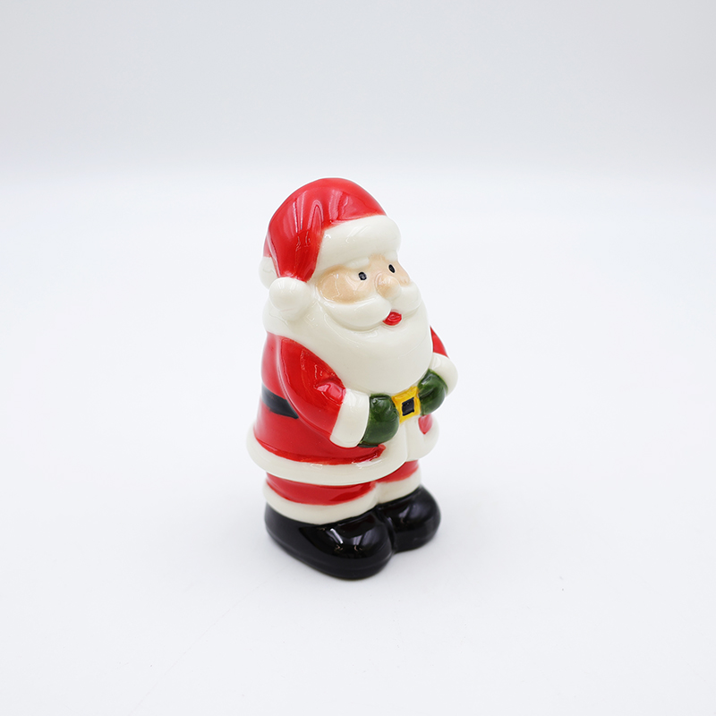 OEM Custom nordic christmas decoration 3d figure statue miniature red ceramic mini santa claus figurine ornaments gift supplier