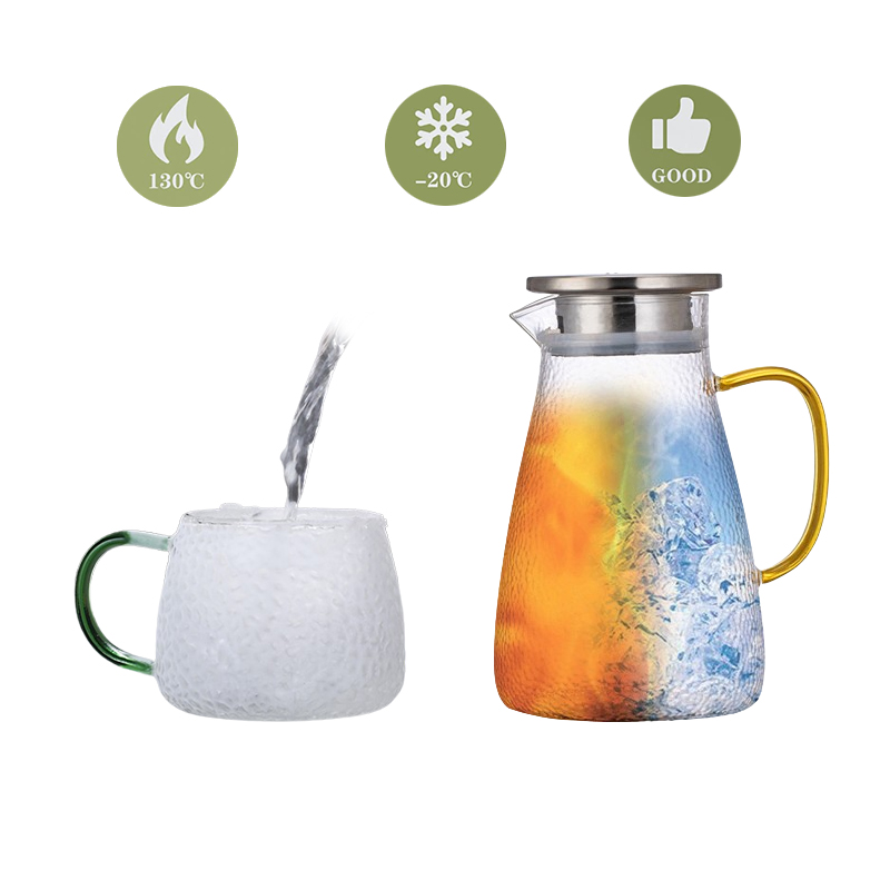 Hot Sale Clear Large Capacity High Borosilicate Glass Kettle Glass Pitcher Heat-resistant Water Jug Cup Set details