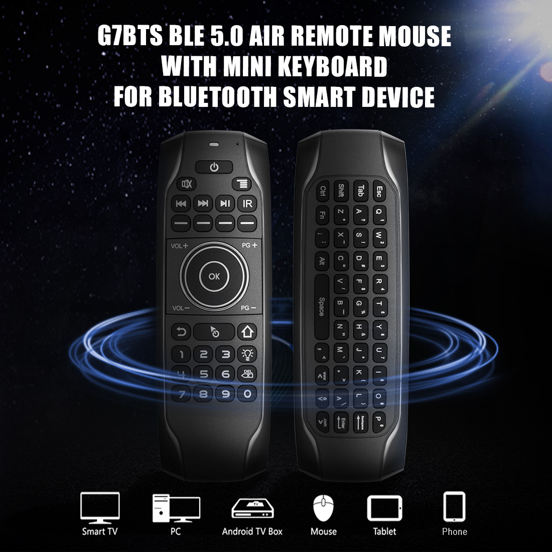 Super fashion patent design unique G7 Win 10 AIR MOUSE with backlight support motion game mini keyboard turn off the display manufacture