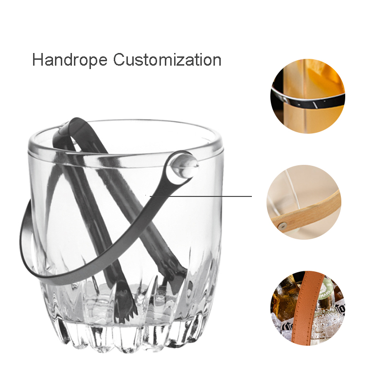 party factory custom logo vodka wine glassware whiskey Round Glass Ice Bucket for beer cooler details