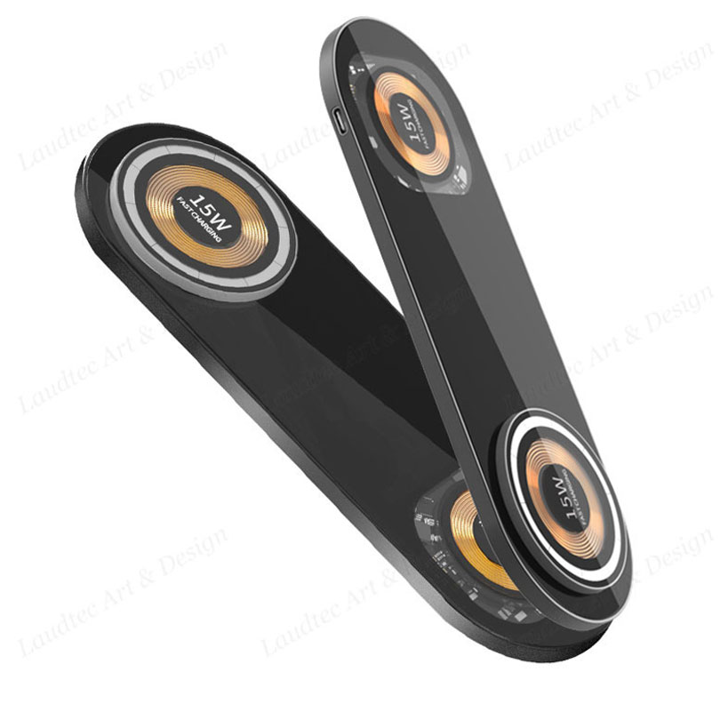 Laudtec KC014 Transparent Mobile 3 In 1 Phone Stand 15W Aluminum Foldable Fast Chargers Wireless Charger For Iphone Samsung