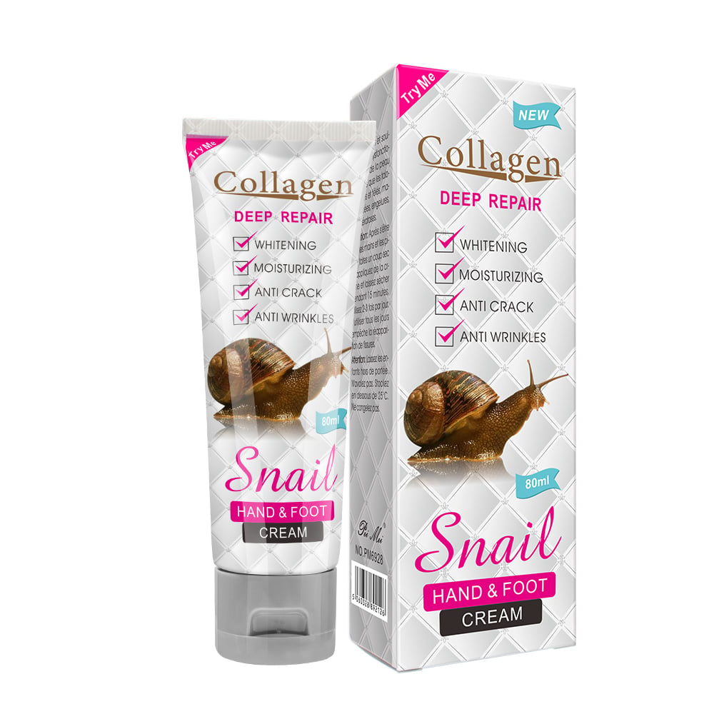 Crema hidratante para manos directamente desde fábrica, crema para manos y pies con colágeno de caracol y efecto blanqueador