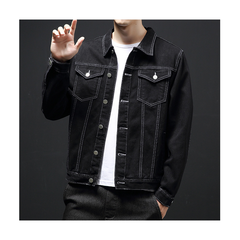 High Quality Cotton Denim Jacket Custom Men'S Long Sleeve Jacket Plus Size University Jeans Denim Jacket Coats For Man supplier