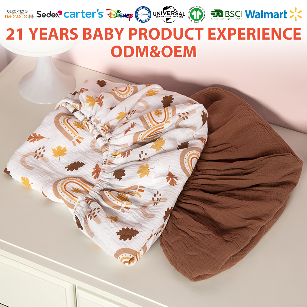 28 x 52 inches Extra Soft Muslin Crib Sheets Neutral Baby Fitted Sheet for Standard Crib Mattress manufacture