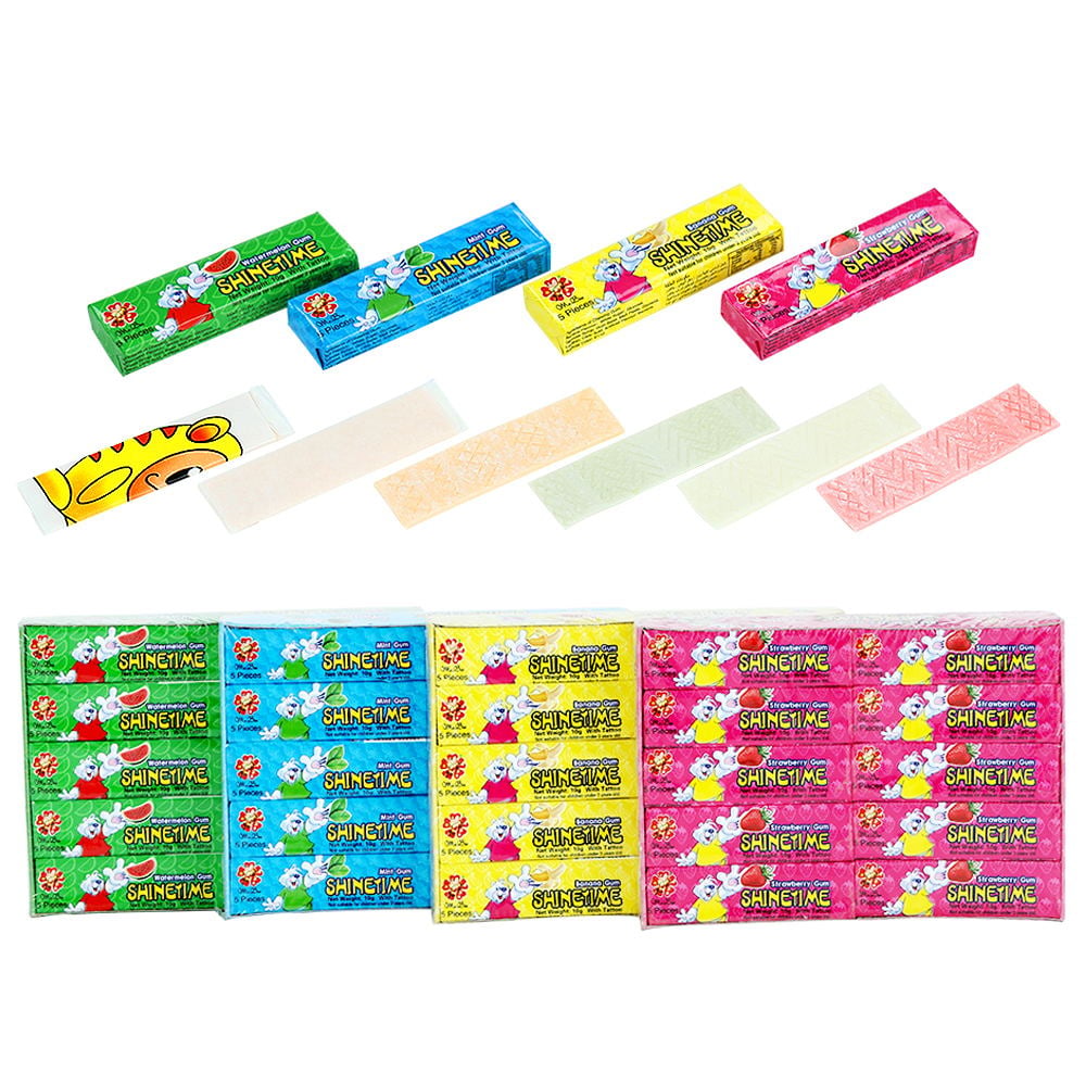 cheap price 5 pcs per sticker kosher xylitol doublemint flavor chewing gum with tattoo supplier