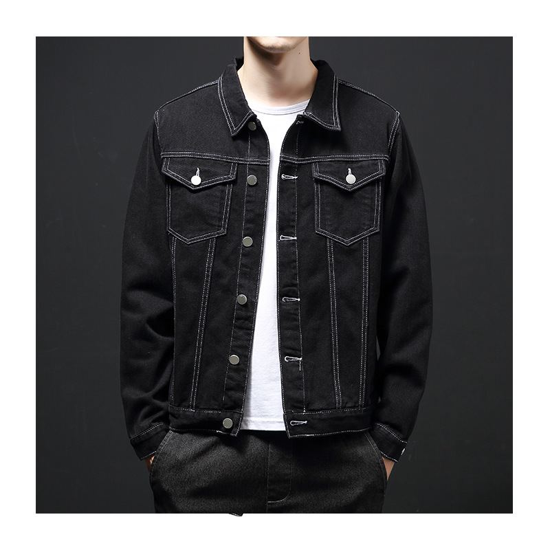 High Quality Cotton Denim Jacket Custom Men'S Long Sleeve Jacket Plus Size University Jeans Denim Jacket Coats For Man details