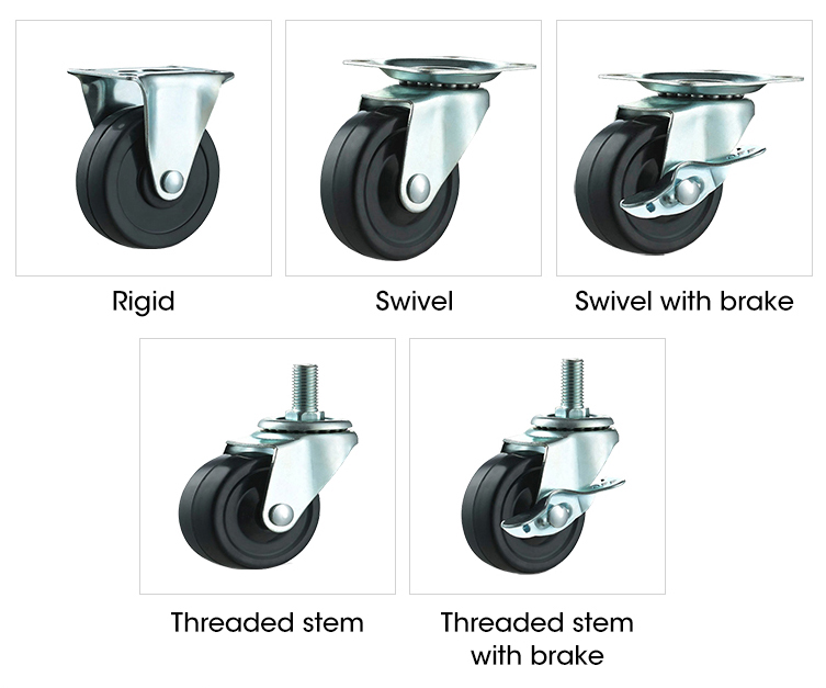 furniture caster wheel rigid style rubber caster wheel 1.5/2/2.5/3 inch plastic wheels for shelves details