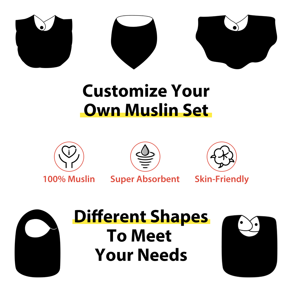 Organic Cotton Acceptable 100% Muslin Super Absorbent Cotton Baby Bib factory