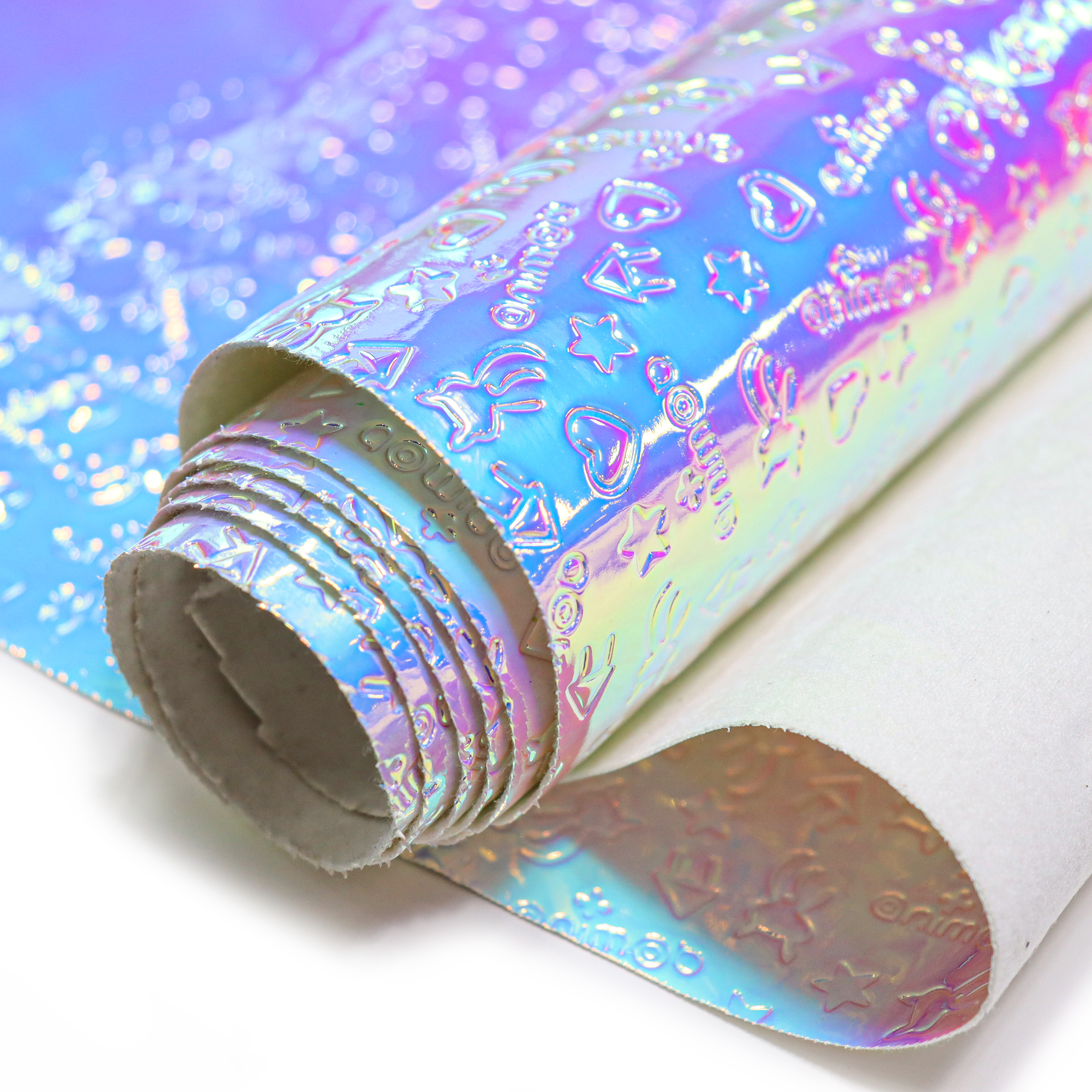 Metallic Laser PVC Faux Leather: Rainbow Printed Synthetic Texture manufacture