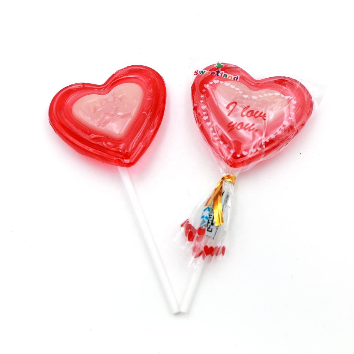 Love Lollipop Candy Valentine's Day sweet red and white mix color heart shape lollipop factory