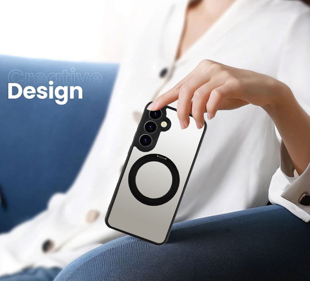 Phone Case Holder For Samsung S24 Plus Tpu Pc Cellphone Covers Soft Camera Lens Protection Rotating Ring Stand Anti Drop Proof details