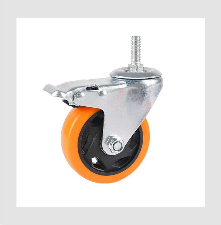 PVC castor 1.5/2/2.5/3/4/5mm with stem castor manufacturer threaded stem with brake type for industrial machine manufacture