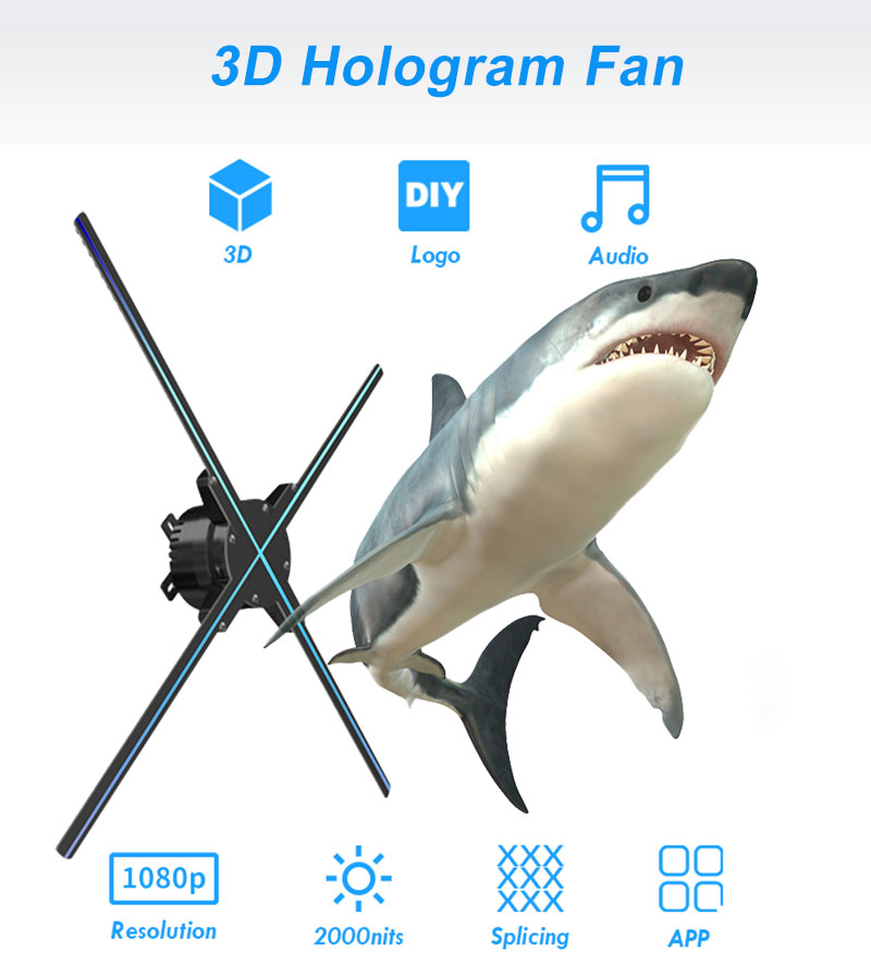 3D Holographic Led Advertising Fan 50cm 65cm 70cm 100cm Led Fan 3D Hologram Projector Display Adverting Fan supplier