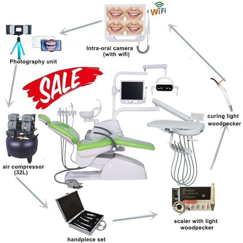High efficiency dental unit chair dental equipment with oral camera endoscope dental unit full set factory