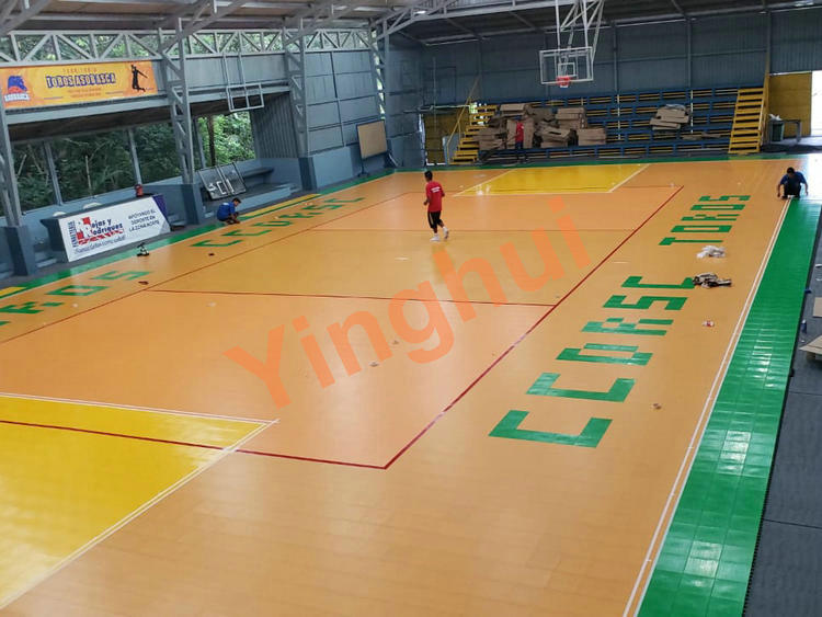 W-01 pp tiles sports flooring Indoor flooring Wood Look basketball court flooring manufacture