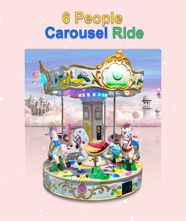 Amusement Park Kids Arcade Machine Children Merry Go Round Coin Operated 6 Seats Carousel details