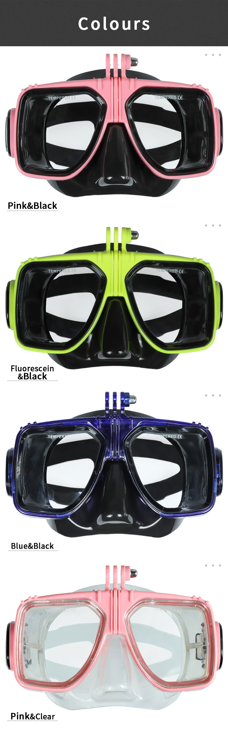 Professional Underwater Diving Mask with GoPro Mount factory