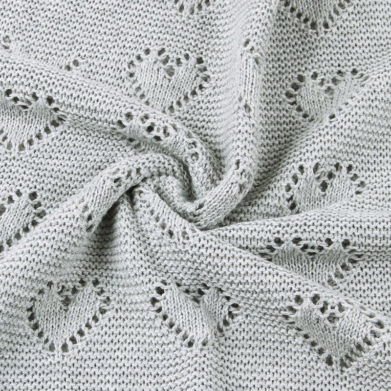 Multi-use new cotton solid baby new born organic knitted blanket hollow out blanket baby supplier