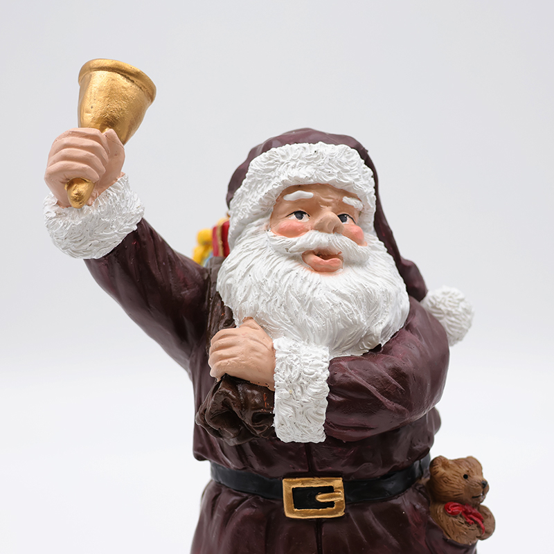 OEM Custom Christmas decor new resin miniature chocolate Santa Claus figurine ornaments tabletop sculpture details