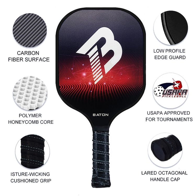 Customize Logo And Printing Professional Pickleball Paddle Carbon Fiber Racket Set manufacture