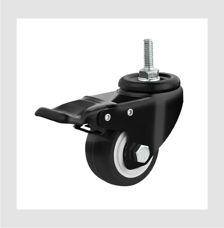 2in/50mm PU/PVC Threaded Stem Caster Wheel with Brake for Furniture/shelf/rack Small Wheels for Carts manufacture
