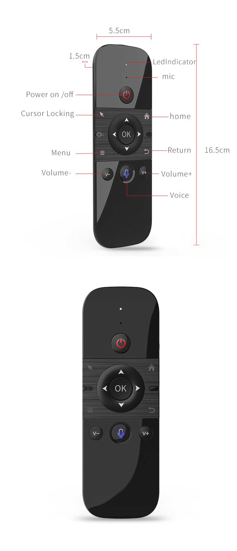 New arrival 2.4G Wireless Connection M8 with microphone Built-in rechargeable lithium battery Air Remote manufacture