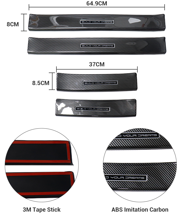 Car Exterior Accessories Outer Door Scuff Foot Plate ABS Imitate Carbon Door Sill Guard Cover For BYD ATTO 3 Yuan Plus manufacture