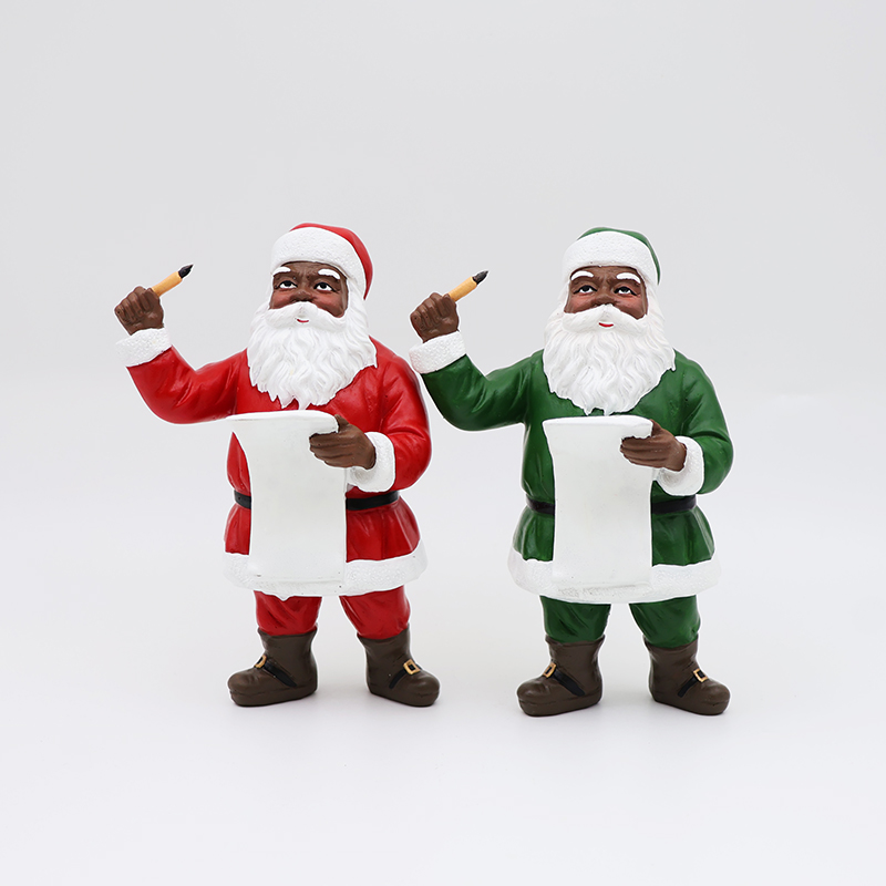 Custom Christmas black skin Santa Claus standing figurine ornament supplier