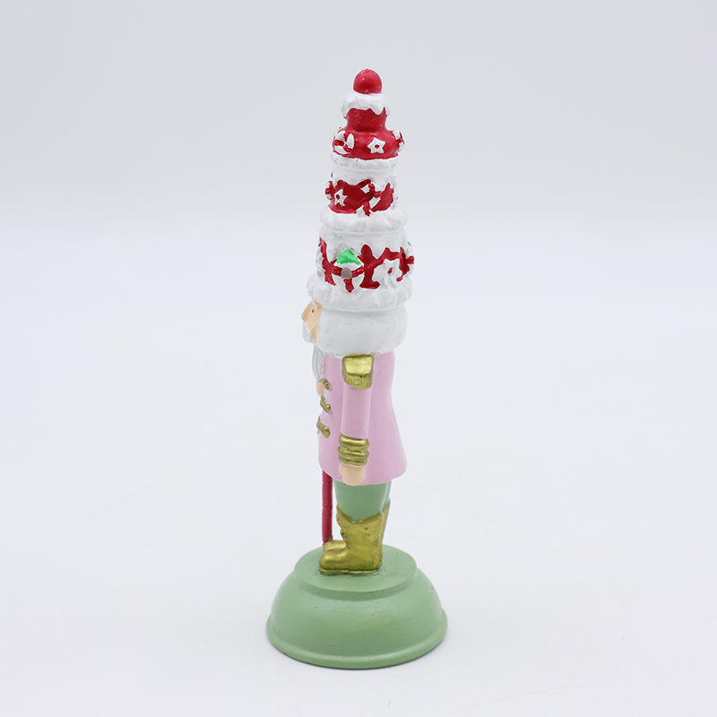 OEM Wholesale Home decor miniature statues Custom resin Christmas tree ornaments hanging pink cake soldier nutcracker figurines factory
