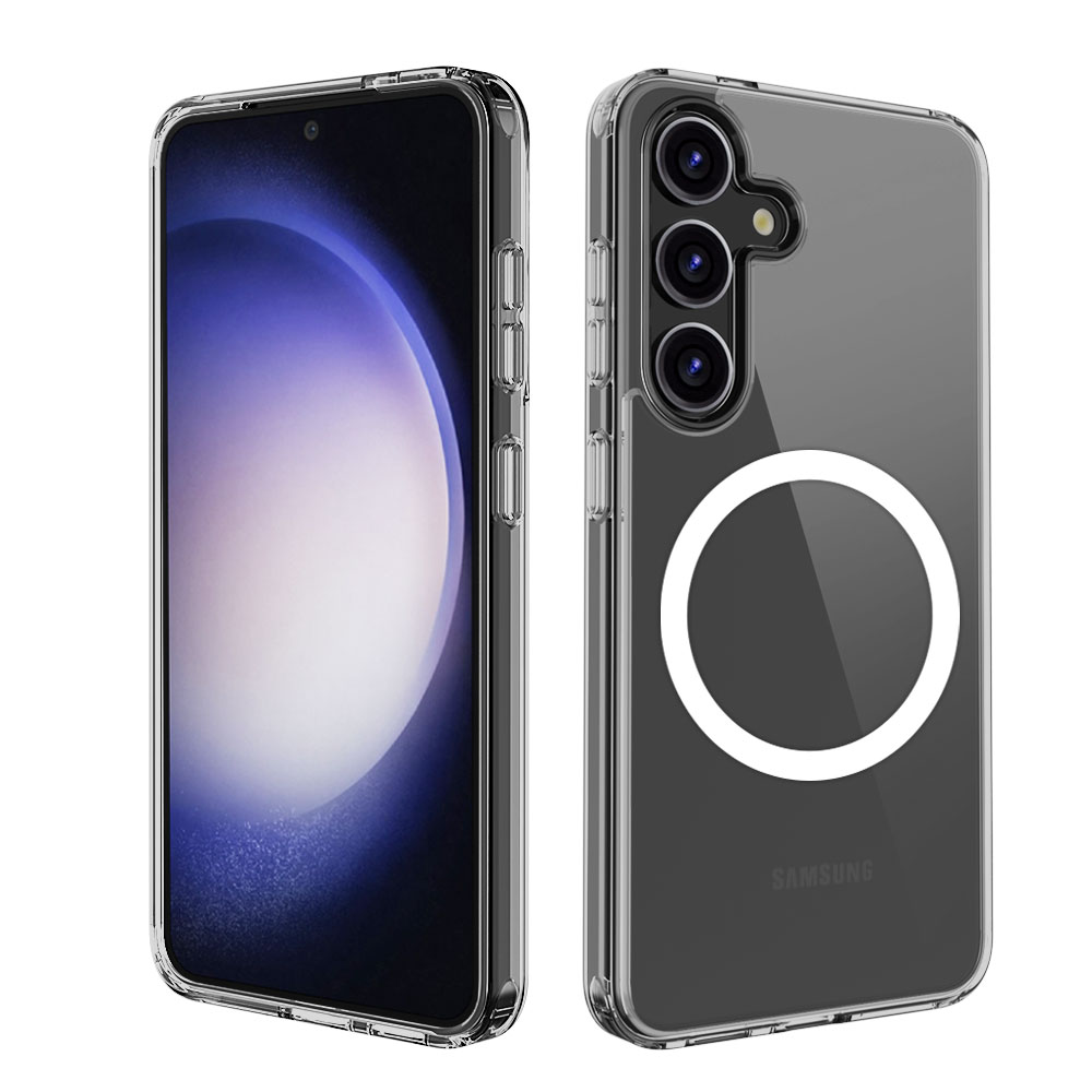 Laudtec SJK271 Étui de téléphone clair en TPU PC avec couvercle magnétique à trous de précision pour Samsung Galaxy S24+ S24 Fe S23+ S23 S22 Ultra 5G