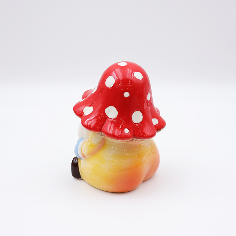 OEM Custom christmas home decor cute red ass figure statue ceramic umbrella shaped mushroom gnome figurine ornaments supplier