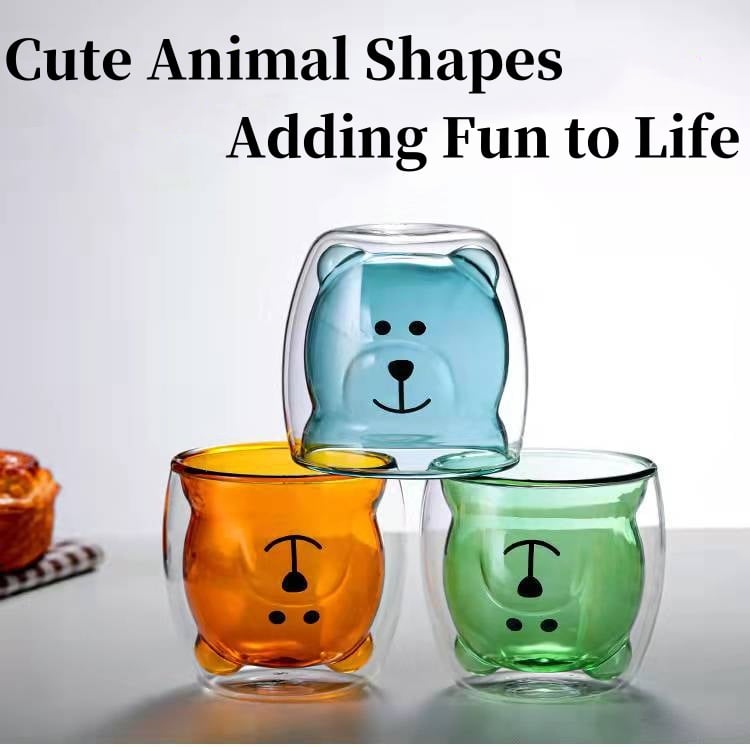 Creative Cute Bear High Borosilicate Glass Double Layer Glass Insulated Double Walled Glass Coffee Cup Mug manufacture