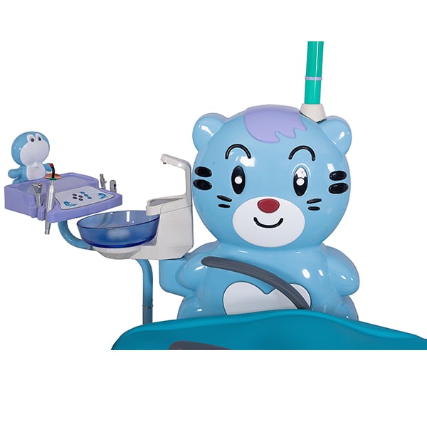 Low-priced children's dental chair innocent cute removable tool tray two-color light details