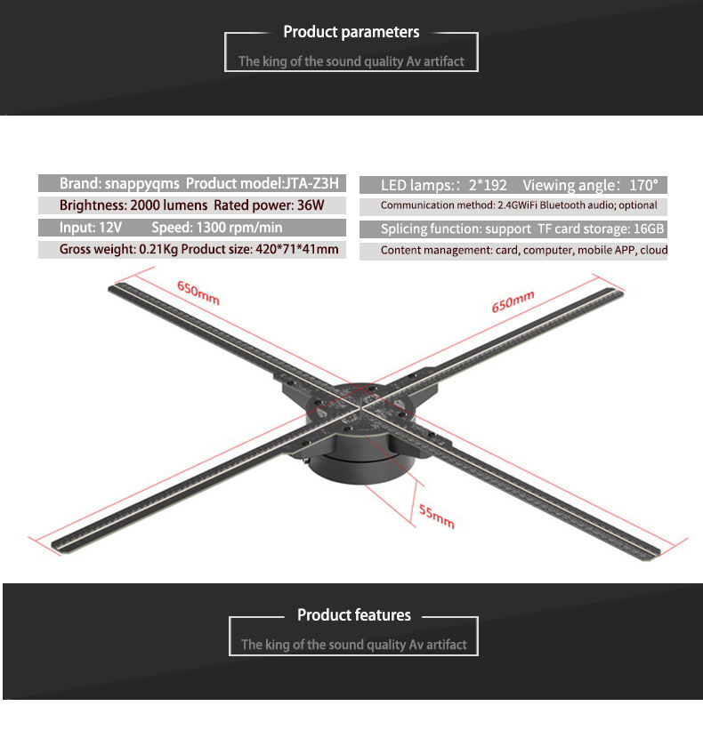 Factory wholesale cheap Four Blades Advertising Playing Equipment Ventilador Holografico 3D Holographic Display Hologram Fan factory