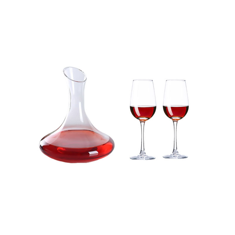 Custom Logo Gift Box Set Mouth Blown Luxury Glass Wine Decanter Cups Set manufacture