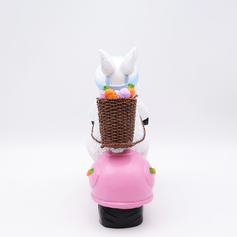 Custom craft hme garden festival decorative 3d resin bunny statue wholesale cute biker rabbit easter figurines gift factory