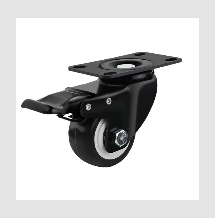 industrial caster wheel 1.5/2/2.5/3/4/5 inch brake type PVC caster wheel with double bearings for machinery and equipment manufacture