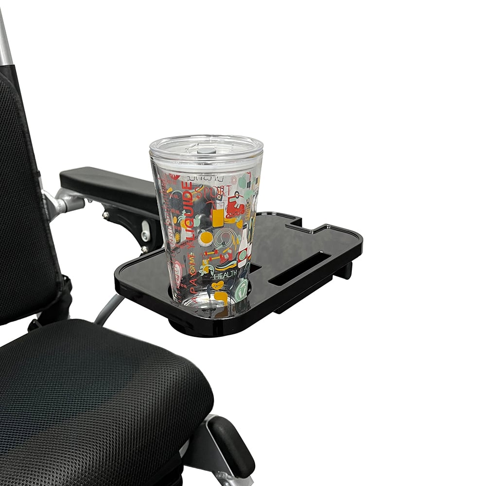 KSM-DT01 Wheelchair Lap Tray Table Detachable Plastic Steel Wheelchair Tray Table with Cup Holder Portable Bed Dinner Tray