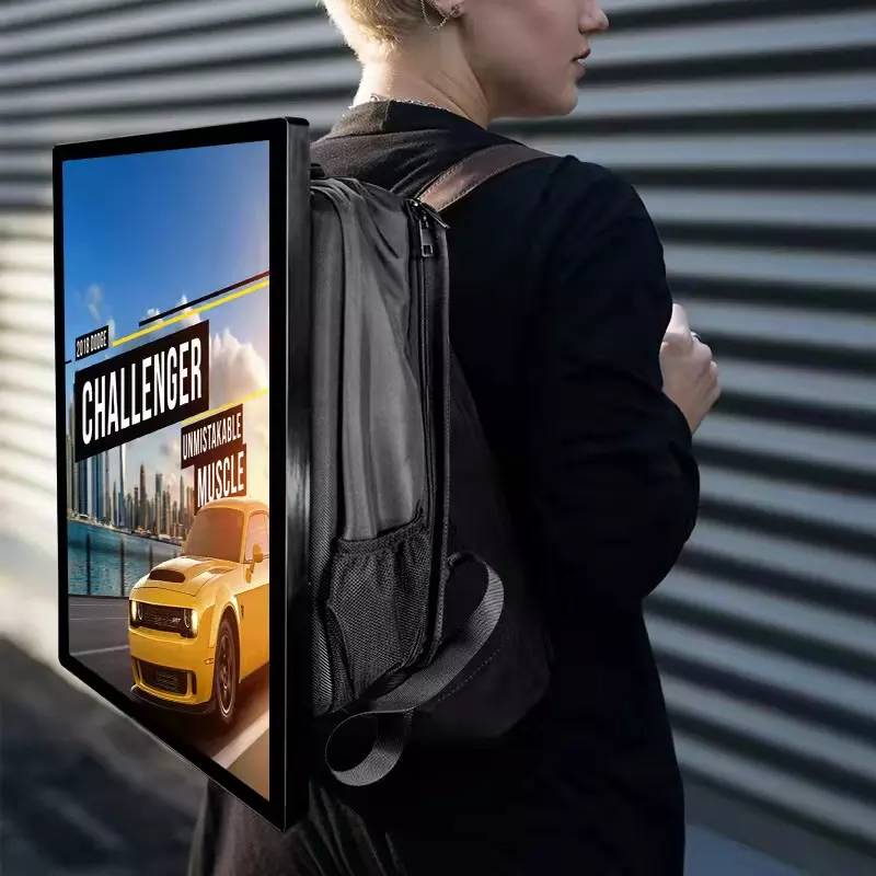21.5-inch LCD portable backpack high brightness Outdoor advertising display walking Advertising backpack LED Walking Billboard factory