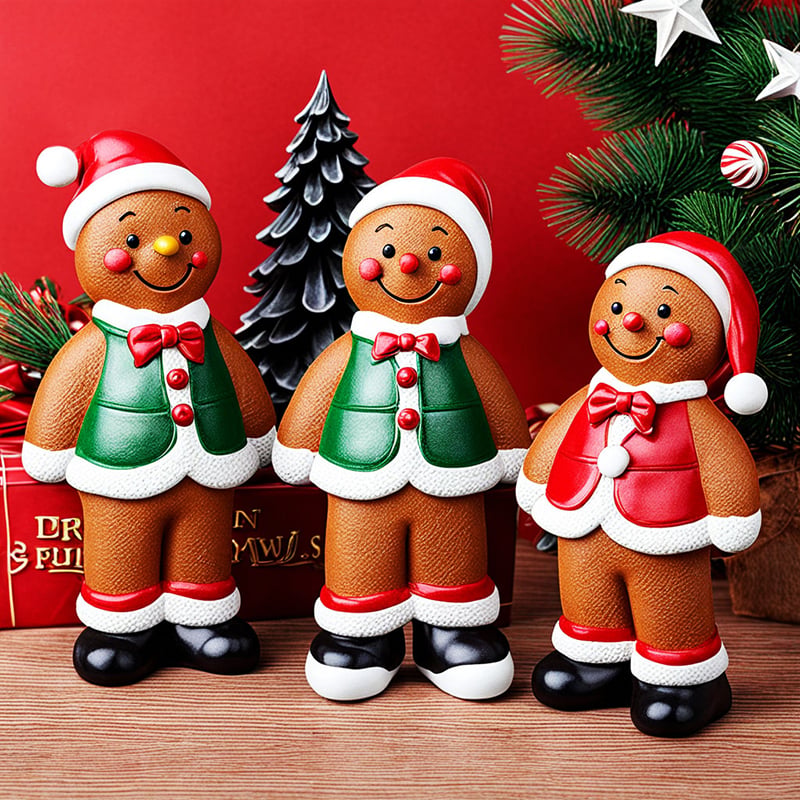 OEM christmas tree decor snow globe statue custom ceramic resin crafts pendant santa gingerbread man, house figurine ornaments details