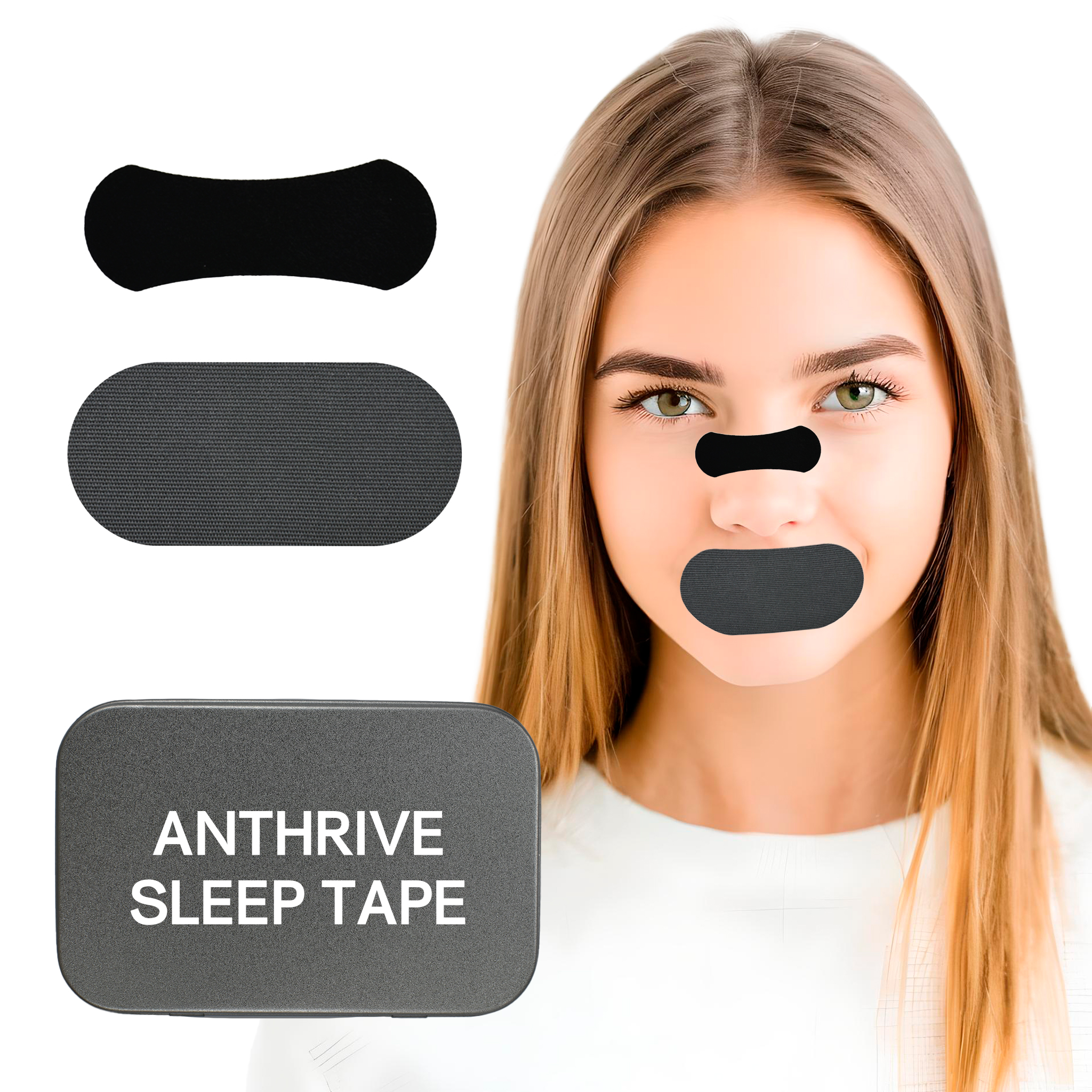 Anthrive OEM Custom High Quality Nasal Strips Better Sleeping Anti Snoring Nasal Breathing Mouth Tape For Sleeping details