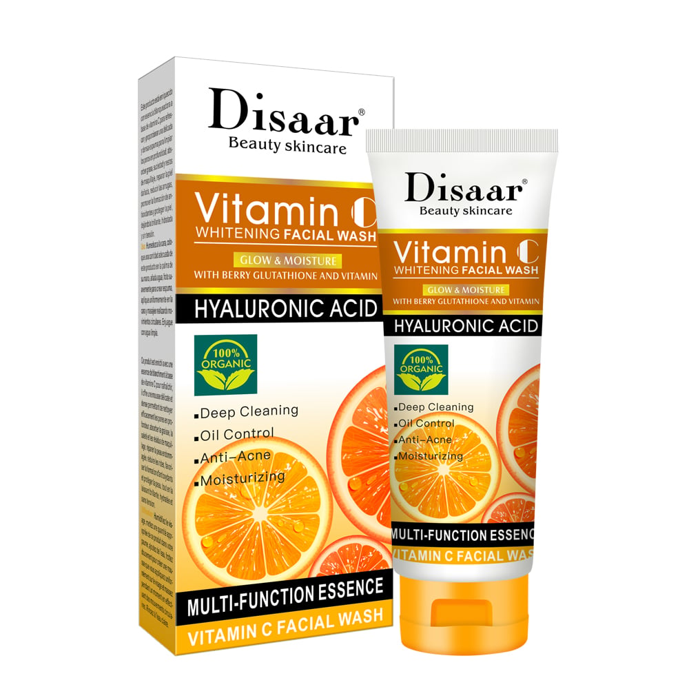 Gel limpiador facial natural y orgánico con control de grasa y vitamina C para blanqueamiento