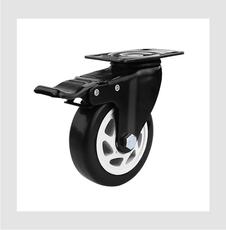 industrial caster wheel 1.5/2/2.5/3/4/5 inch brake type PVC/PU caster wheel with double bearings for machinery and equipment supplier