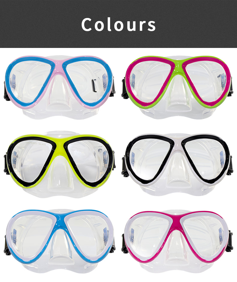Factory Popular Tempered Glass Lens Free Dive Kids Diving Mask manufacture