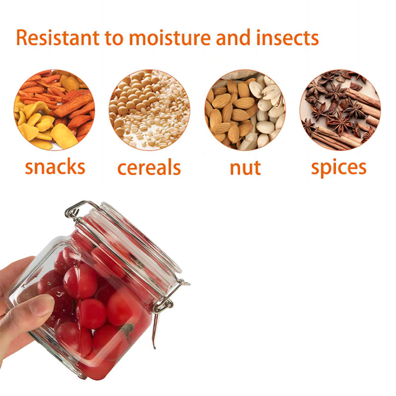 Large glass food storage jar s with airtight flip clamp lids for flour cereal coffee pasta and canning details