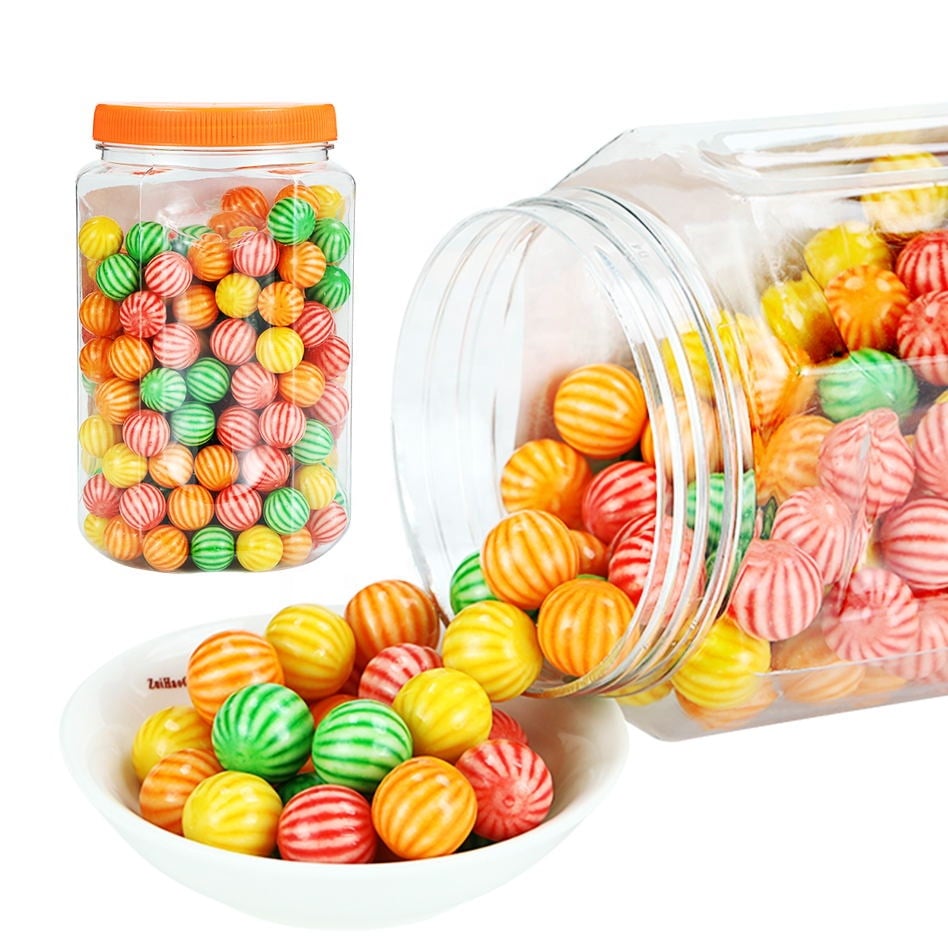 Hollow watermelon ball shape chewing gum manufacturing factory price ball bubble gum ball supplier