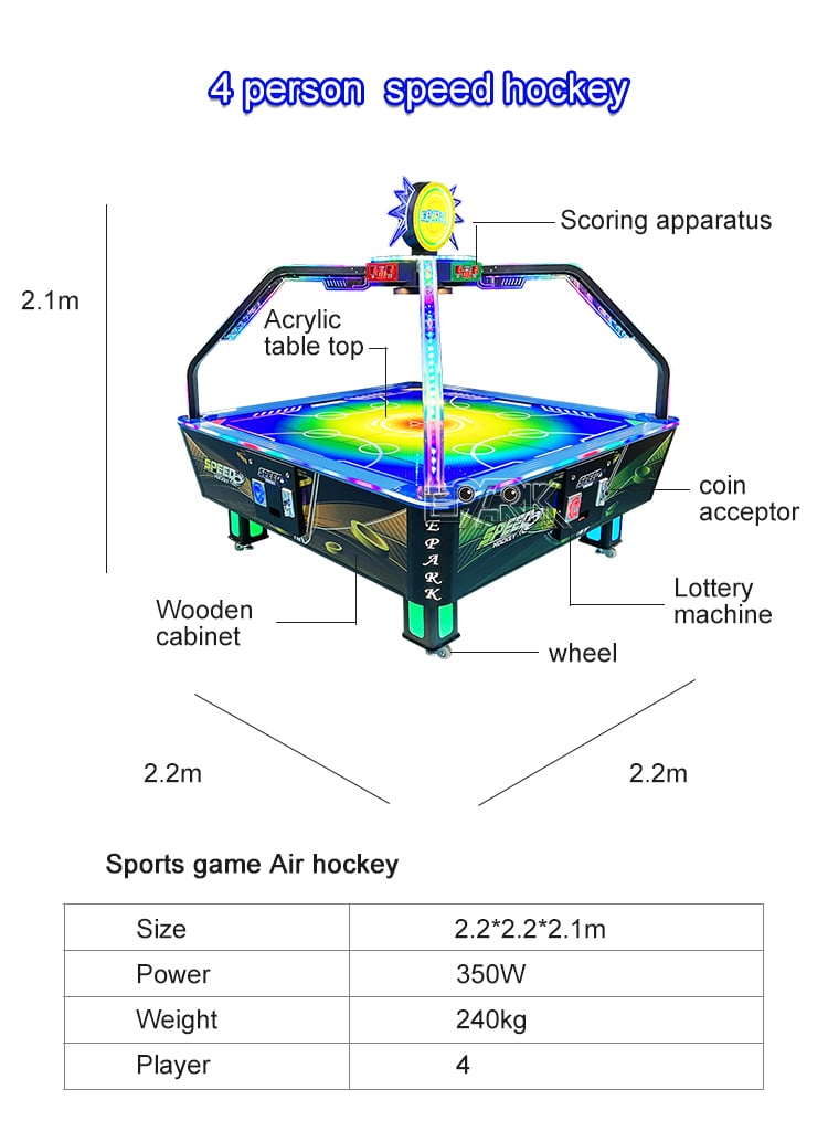 Amusement Park Sport Game Machine Coin Operated Arcade Game 4 Players Air Hockey Table details