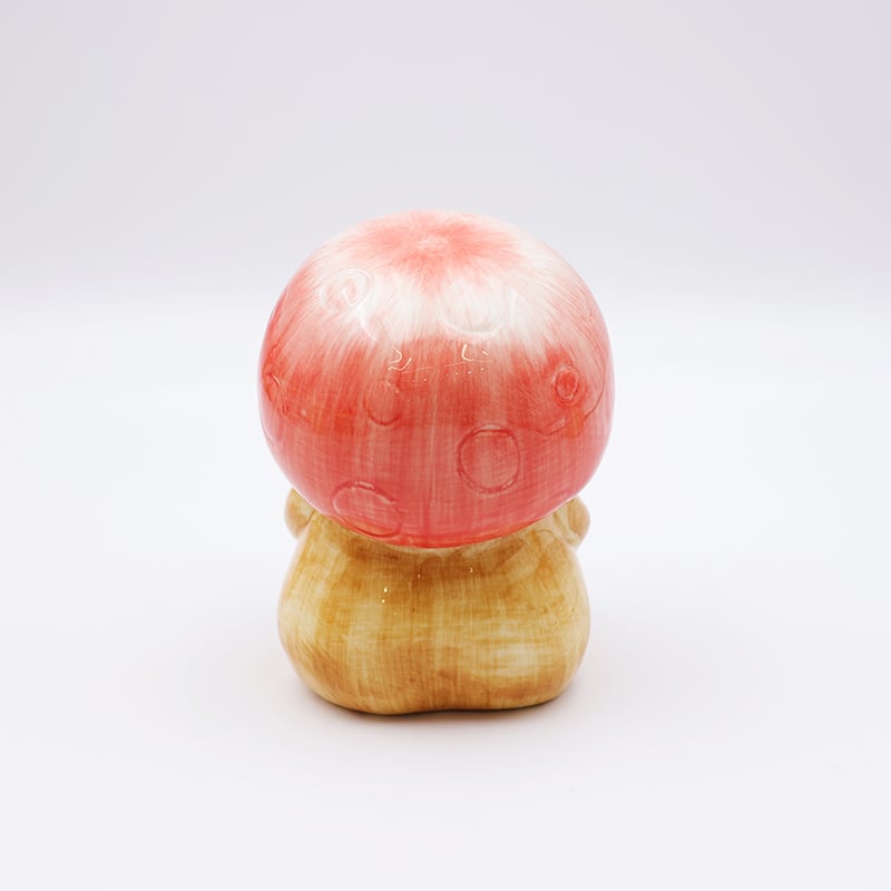 OEM Custom christmas home decor cute figure statue pink ceramic semicircle mushroom haircut gnome figurine ornaments gift factory